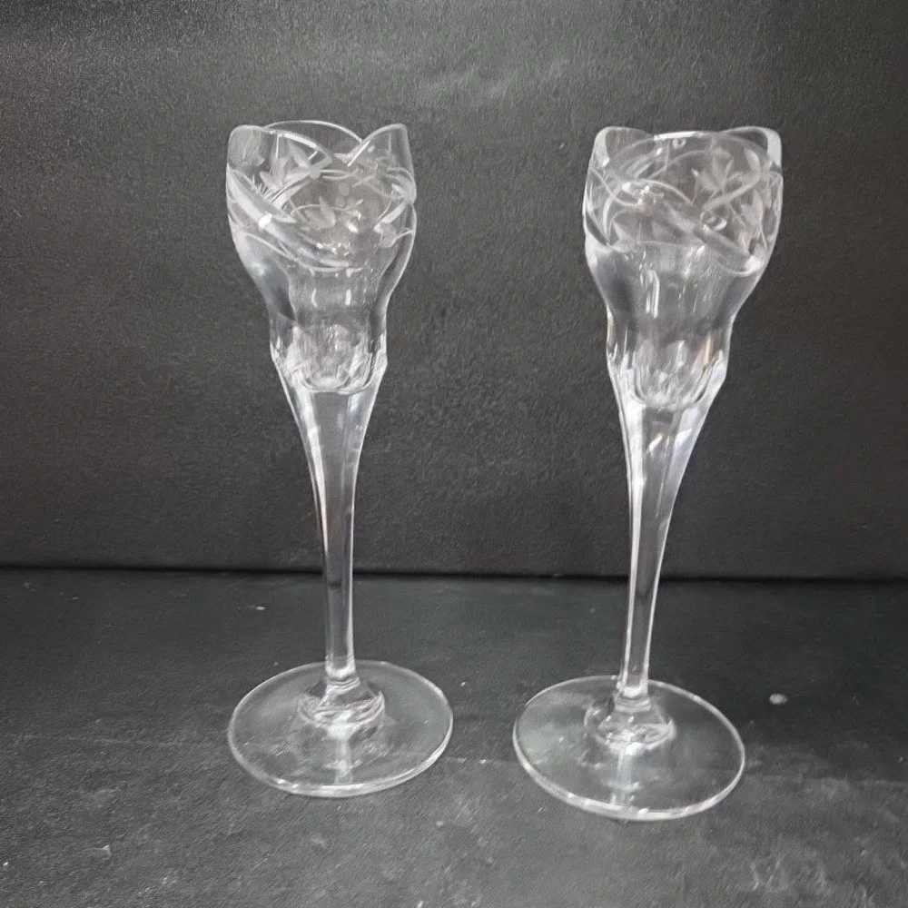 Mikasa Park‎ Place Crystal Candleholders, Set of 2, Vintage Taper Holders
